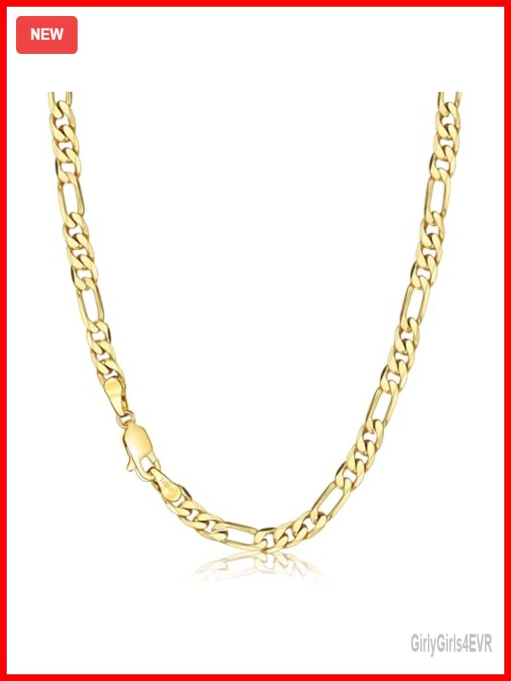 14K Gold Filled Figaro Chain Necklace 3mm Lobster Clasp 18in